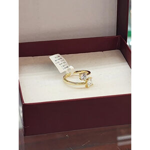 Genuine Sterling Silver 925 Ring with Double Gemstone Design – New with Tags